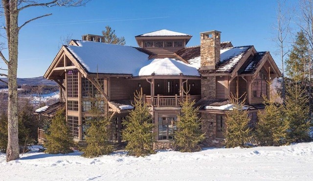 Luxurious ski in/out, 3-story chalet directly on the slopes of Windham Mountain in Windham